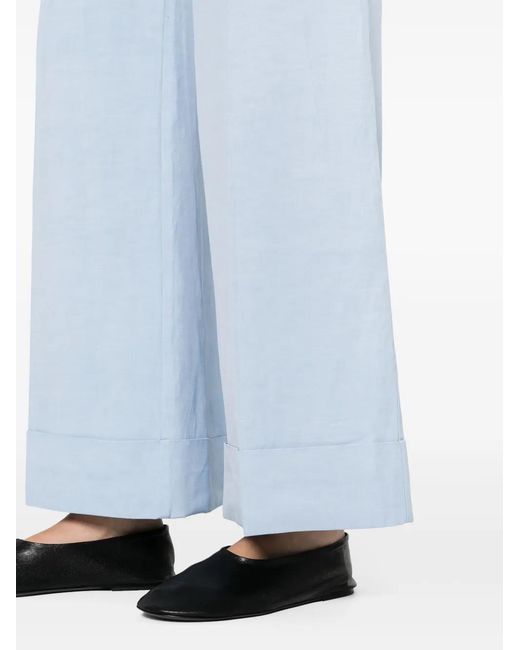 P.A.R.O.S.H. Blue Cotton Linen Trousers