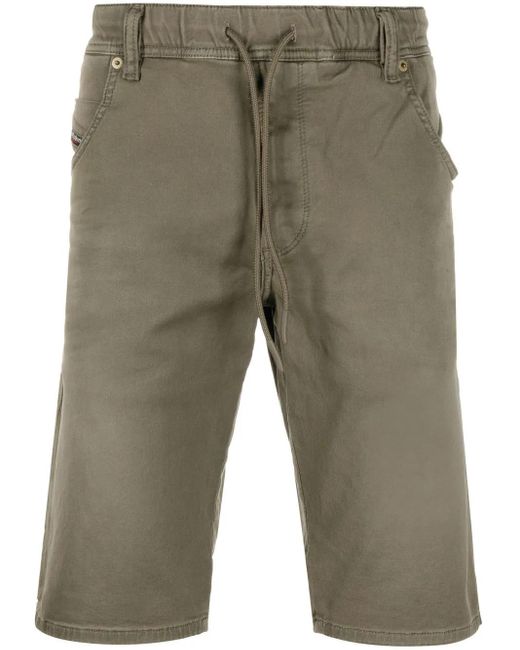 DIESEL Green Drawstring-Waist Denim Shorts for men