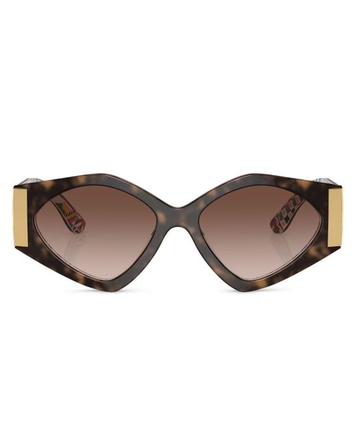 Dolce & Gabbana Brown Tortoiseshell Round-frame Sunglasses