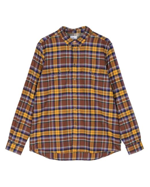 PS by Paul Smith Brown Checked Cotton Shirt for men