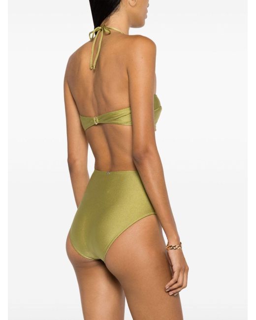 Adriana Degreas Green Logo-charm Cut-out Swimsuit