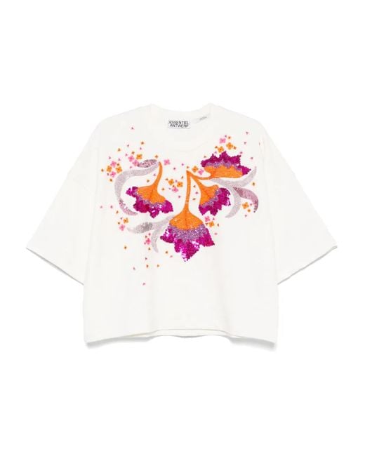 Essentiel Antwerp スパンコールトリム Tシャツ Pink