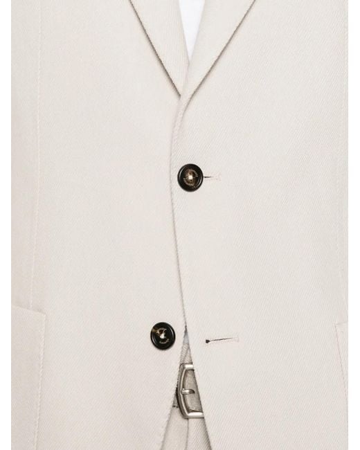 Eleventy White Single-Breasted Notch-Lapel Jacket for men