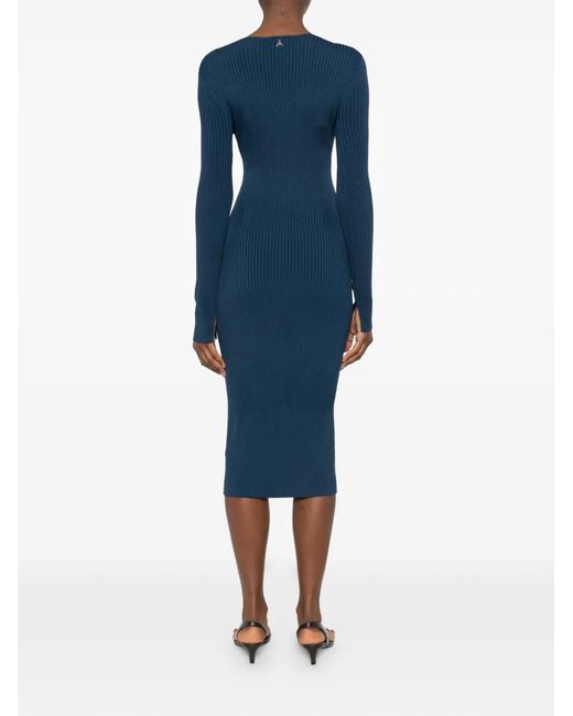 Patrizia Pepe Blue Crossover Knit Midi Dress