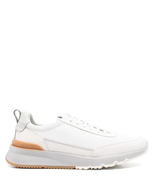 Brunello Cucinelli White Leather Sneakers for men