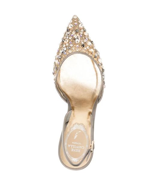 Rene Caovilla Metallic Crystal-Embellished Pumps