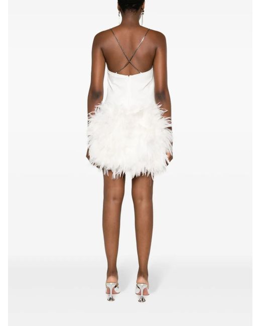 The Attico White Fujiko Feather-Trimmed Minidress