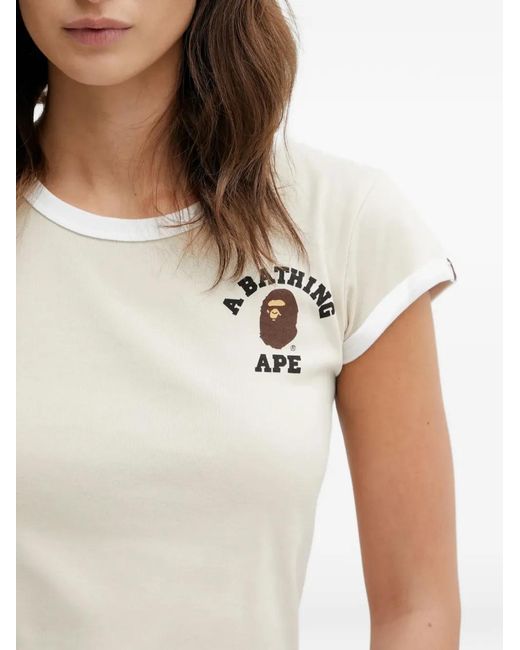 A Bathing Ape Brown Logo-Print T-Shirt