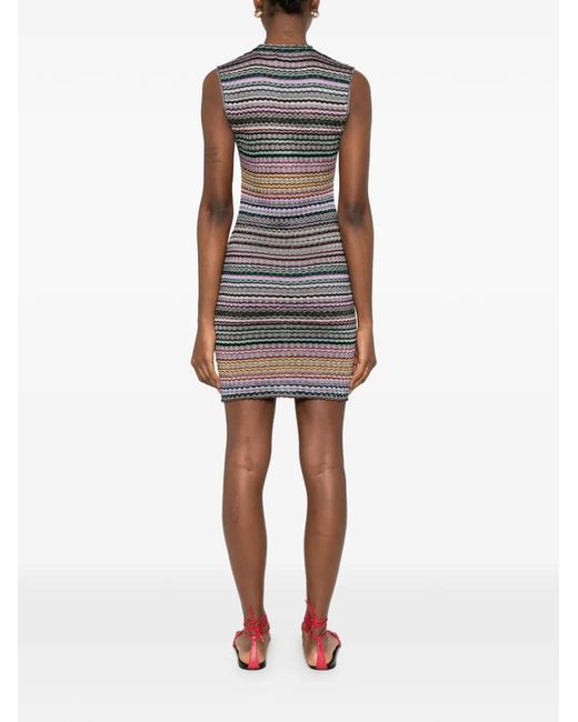 Missoni Gray Striped-Pattern Mini Dress