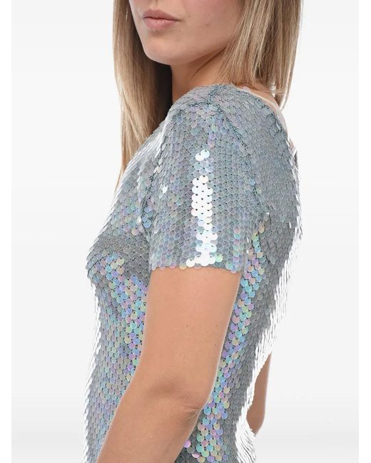 Maison Margiela Blue Sequin Short-Sleeve Dress