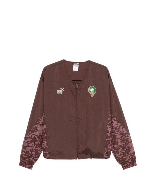 PUMA Brown Camo-Print Zip-Up Jacket for men