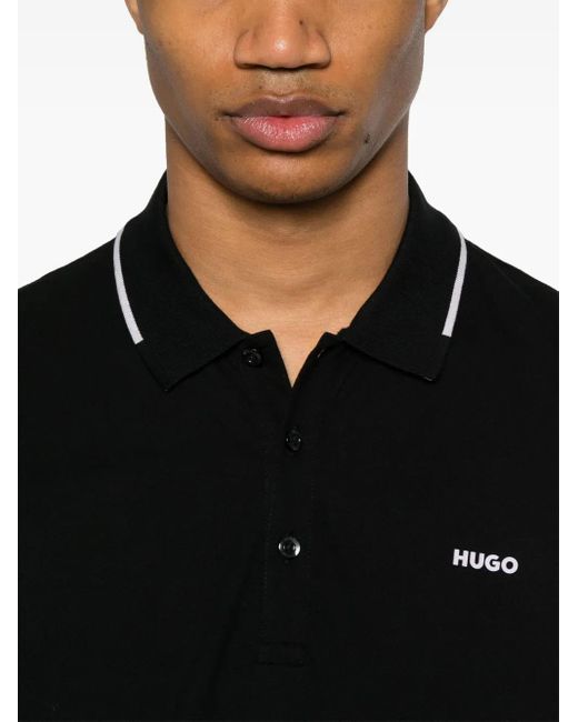 メンズ HUGO ロゴ ポロシャツ Black