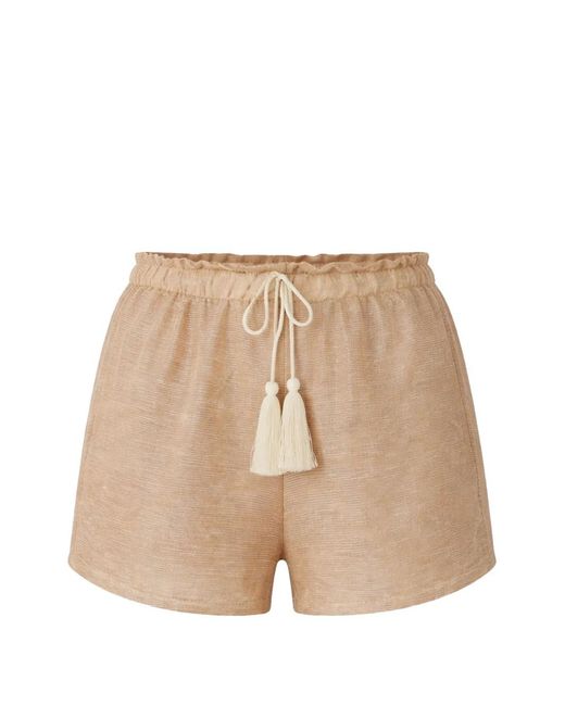 Palmacea Natural Irene Metallic-Effect Shorts