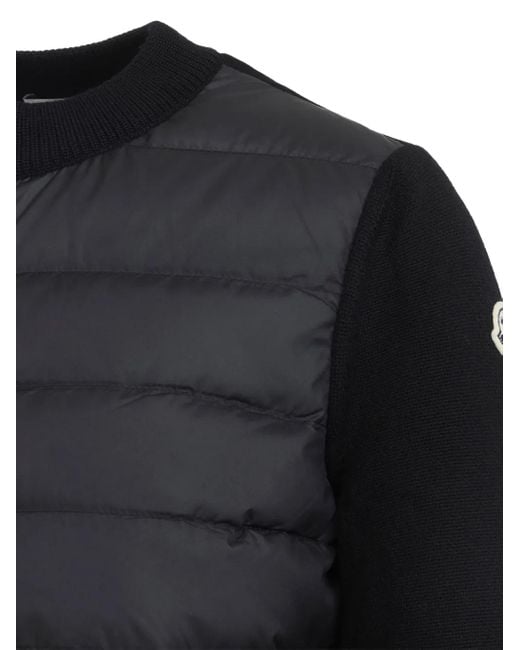 Moncler Black Wool-Panel Quilted Jacket