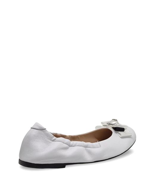Casadei White Bow-Detail Ballet Flats