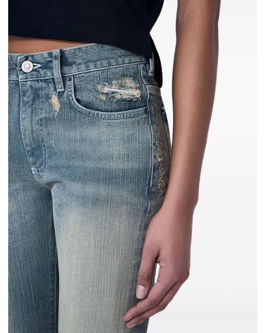 Balenciaga Blue Jean Crop À Effet Usé