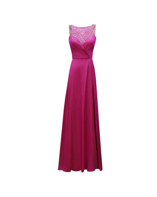 Gemy Maalouf Purple Beaded Halterneck Maxi Dress