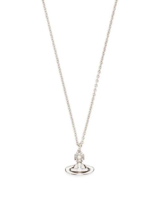 Vivienne Westwood White Orb Pendant Chain Necklace