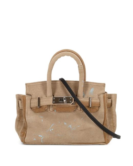 ANOTHER CHANCE Natural Paint-Splatter Twist-Lock Tote Bag