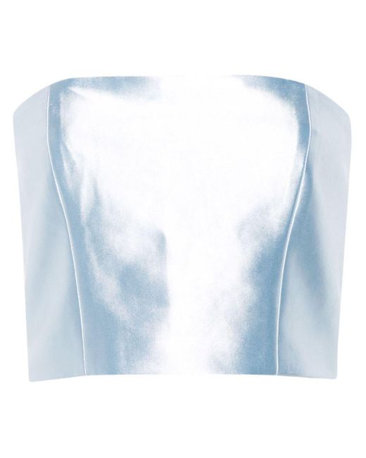 ROTATE BIRGER CHRISTENSEN Blue Shiny Suiting' Cropped-Top