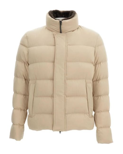 Herno Natural High-Collar Quilted Jacket for men