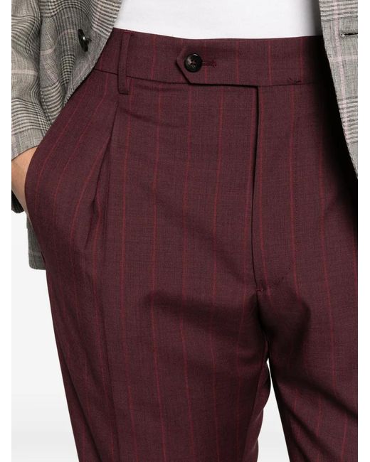 Berwich Red Pinstriped Trousers for men