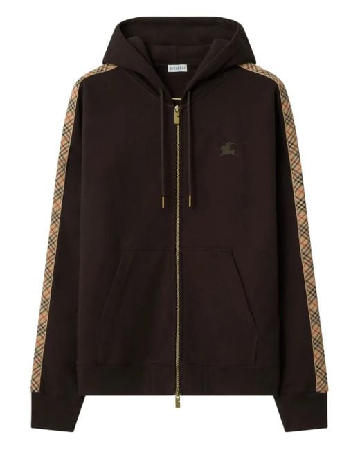 Burberry Hoodie Met Rits En Geruite Afwerking in het Black voor heren