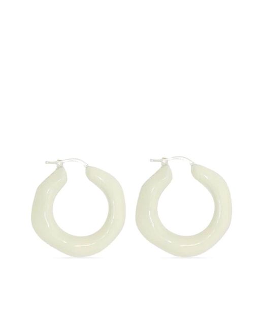 Jil Sander Chunky Hoop Design Earrings in White | Lyst UK
