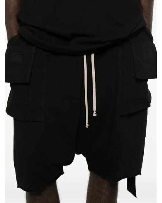 Rick Owens Black Creatch Drawstring Pocket Shorts for men