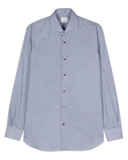 Mazzarelli Blue Geometric-Pattern Shirt for men