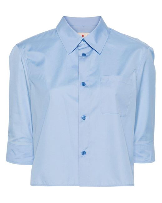 Chemise en coton à coupe crop Marni en coloris Blue