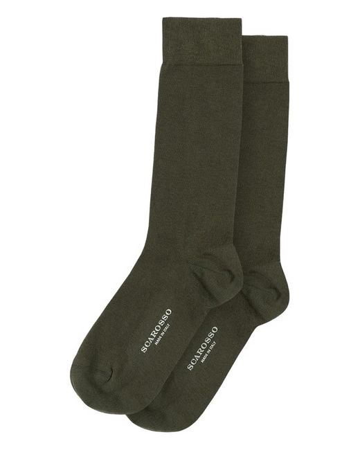 Scarosso Green Ribbed-Trim Socks for men