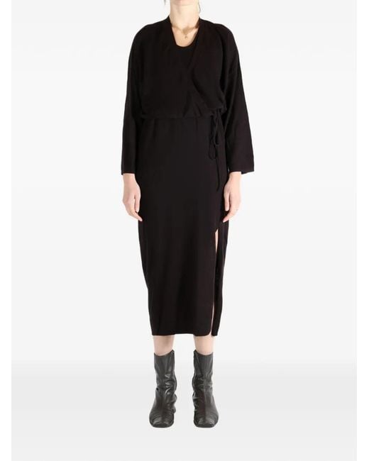 YANGKEHAN Black Wrap Split Dress