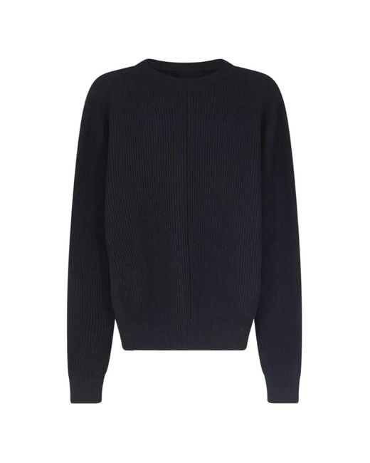 Rick Owens Blue Ribbed-Knit Crew-Neck Sweater for men