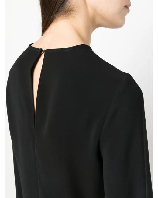 P.A.R.O.S.H. Black Long-Sleeve Round-Neck Top