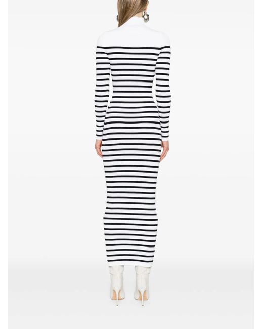 Jean Paul Gaultier Gestreepte Geribbelde Maxi-Jurk in het White