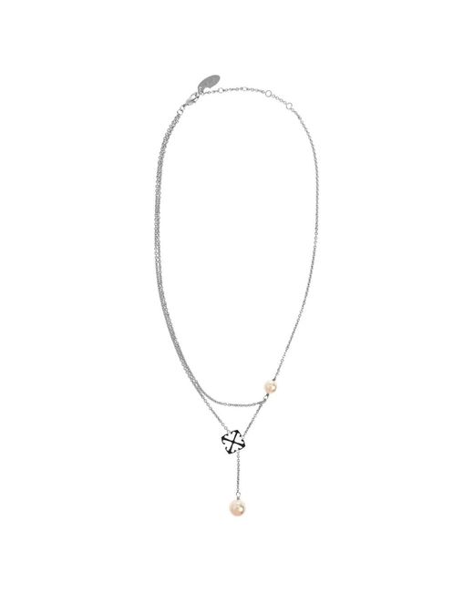 Off-White c/o Virgil Abloh White Double-Layered Faux-Pearl Necklace