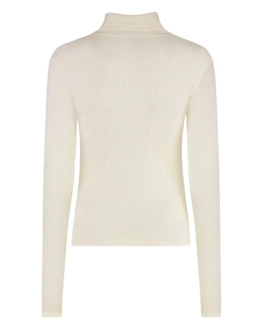 SABLYN White Ribbed Turtleneck Sweater