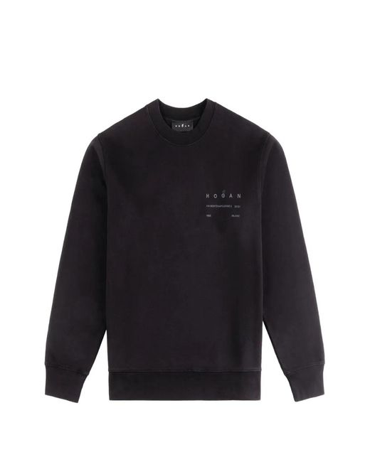 Hogan Blue Round-Neck Print Sweatshirt for men