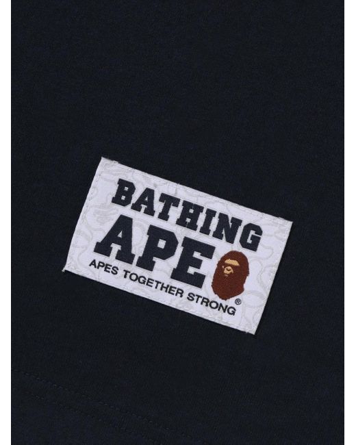 A Bathing Ape Blue Logo-Print T-Shirt for men