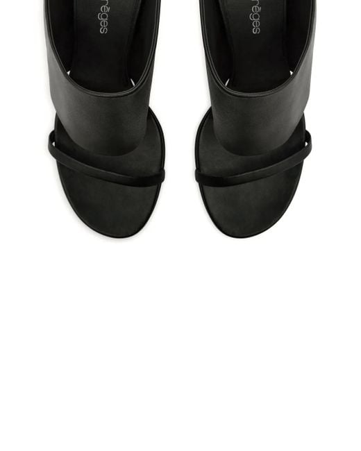 Courreges Black Oblique Sandals With Leather Heel