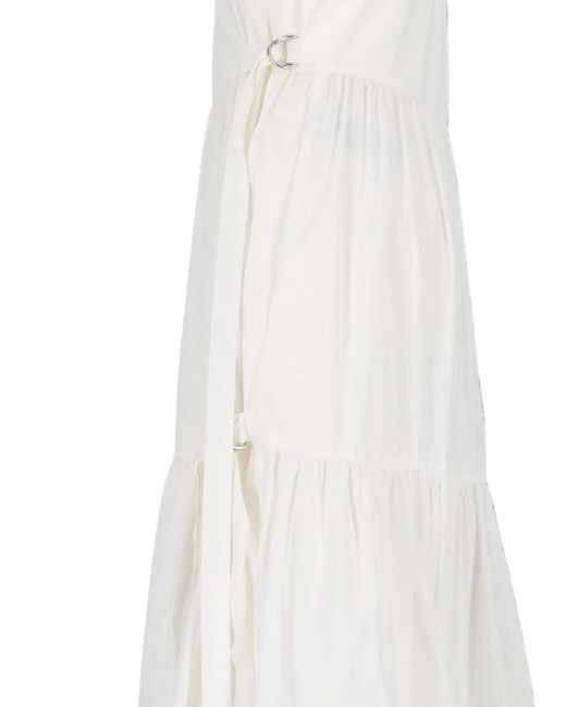 P.A.R.O.S.H. White Tiered Wrap Maxi Dress