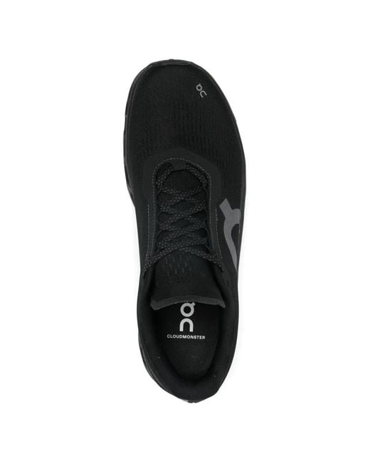 On Shoes Black Cloudmonster 1 Lace-Up Sneakers for men