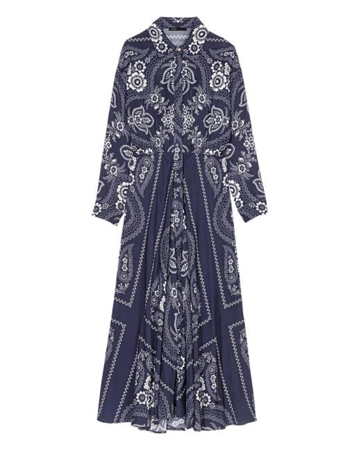 Maje Blue Bandana-Print Dress