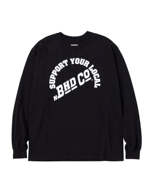 Neighborhood Black Printed Long-Sleeve T-Shirt for men