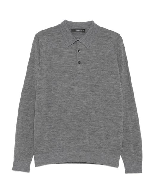 Jeordie's Men's Gray Long Sleeve Polo Shirt