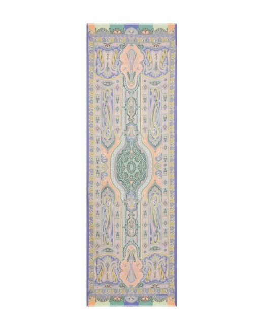 Etro Gray Floral-Print Scarf