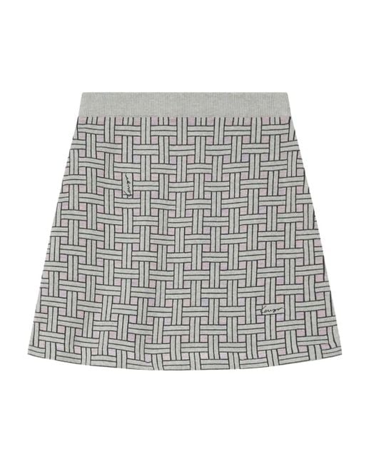 KENZO Gray Weave Logo-Detail Mini Skirt