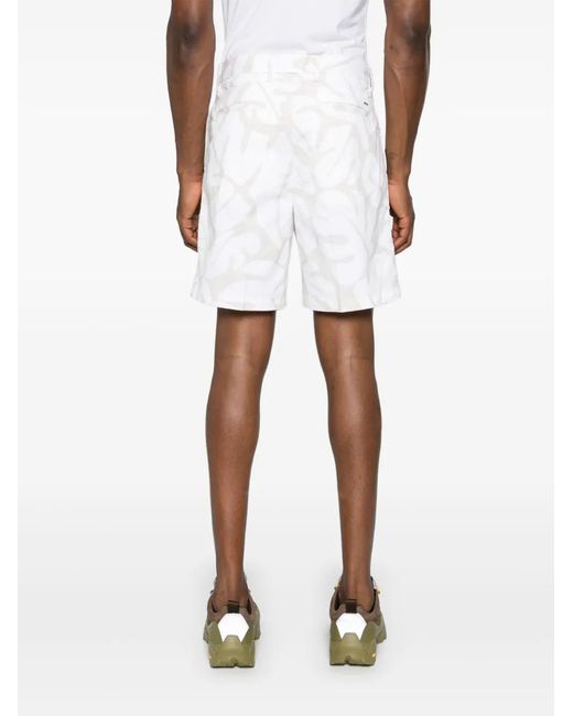 Boss White Karlos Floral-Print Chino Shorts for men