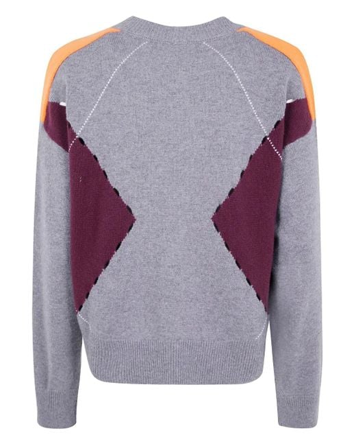 Mrz Purple Argyle-Pattern Cardigan